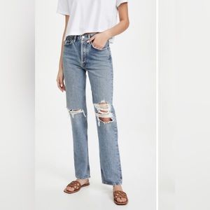 Agolde Lana Straight Leg Jeans in Backdrop distressed knee women’s size 25